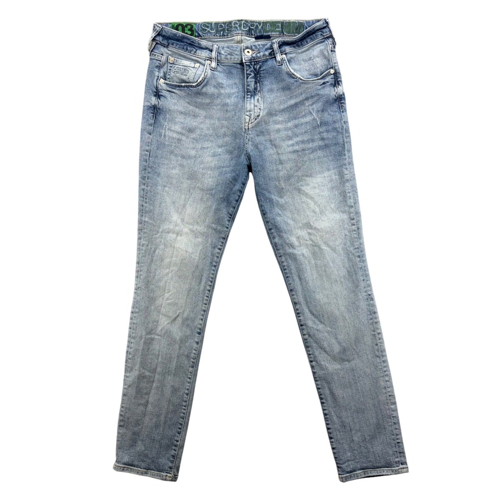 Superdry Tyler 03 Slim Fit Jeans Mens 34x32 (30") Light Wash Blue Denim M70003ER